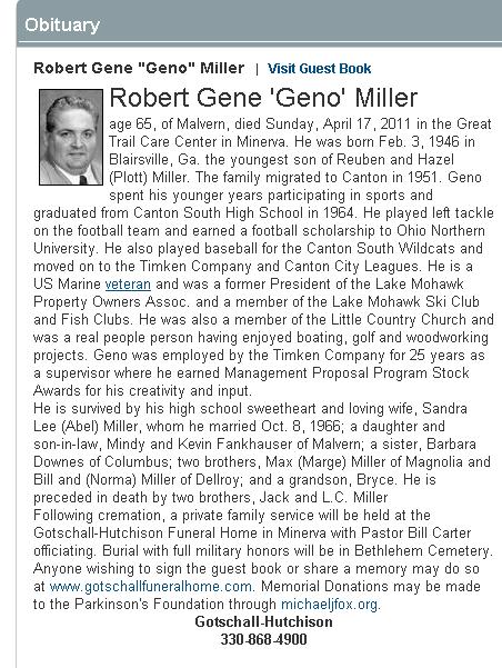 Geno Miller Obituary